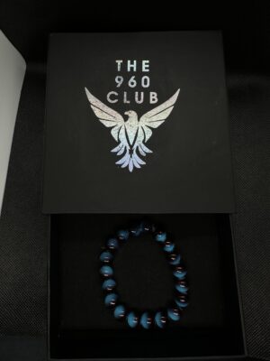 Black and Blue Toned Agate Beads Bracelet